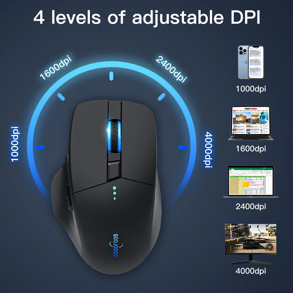Bluetooth wireless mouse 2.4G mouse gamer 4000 DPI Optical Sensor 6