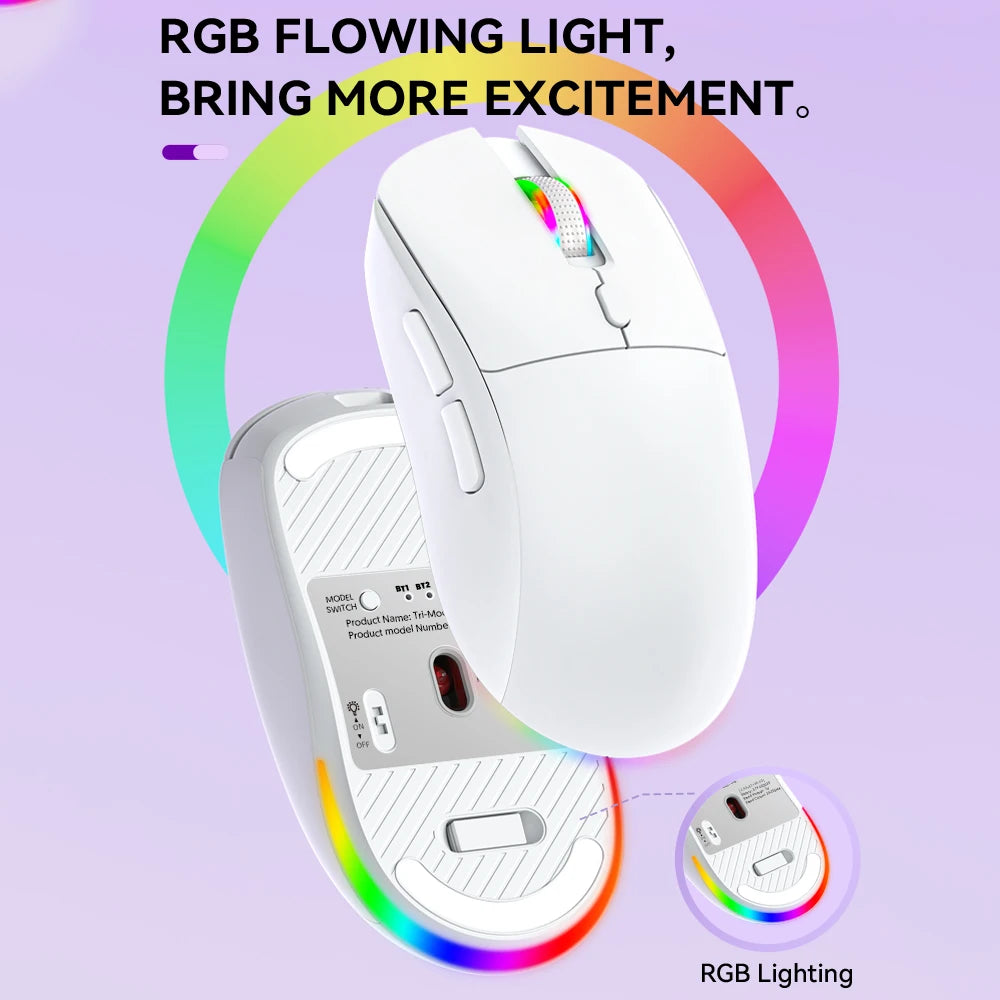 Tri-mode RGB Gaming Mouse Dual BT/2.4G/