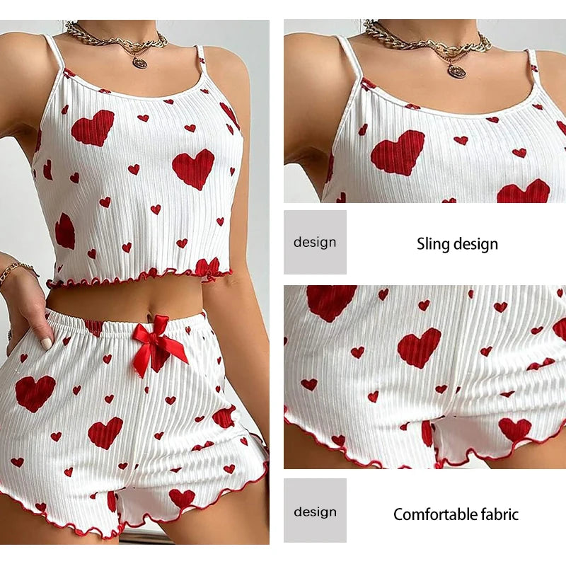 Women's Pajamas Set Sleepwear 2 PCS Short Tank