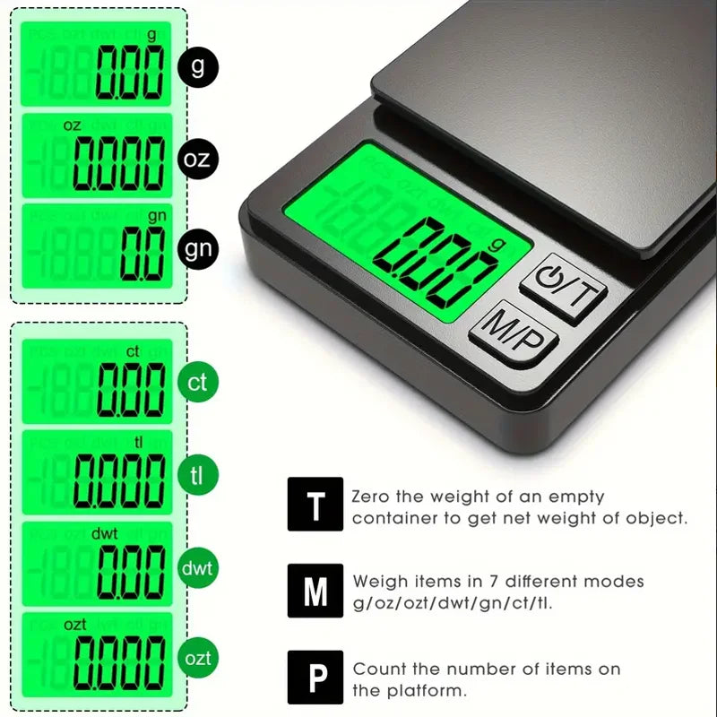 Digital Gram, Food, Jewelry, Ounce/Grain Scale with Backlit LCD