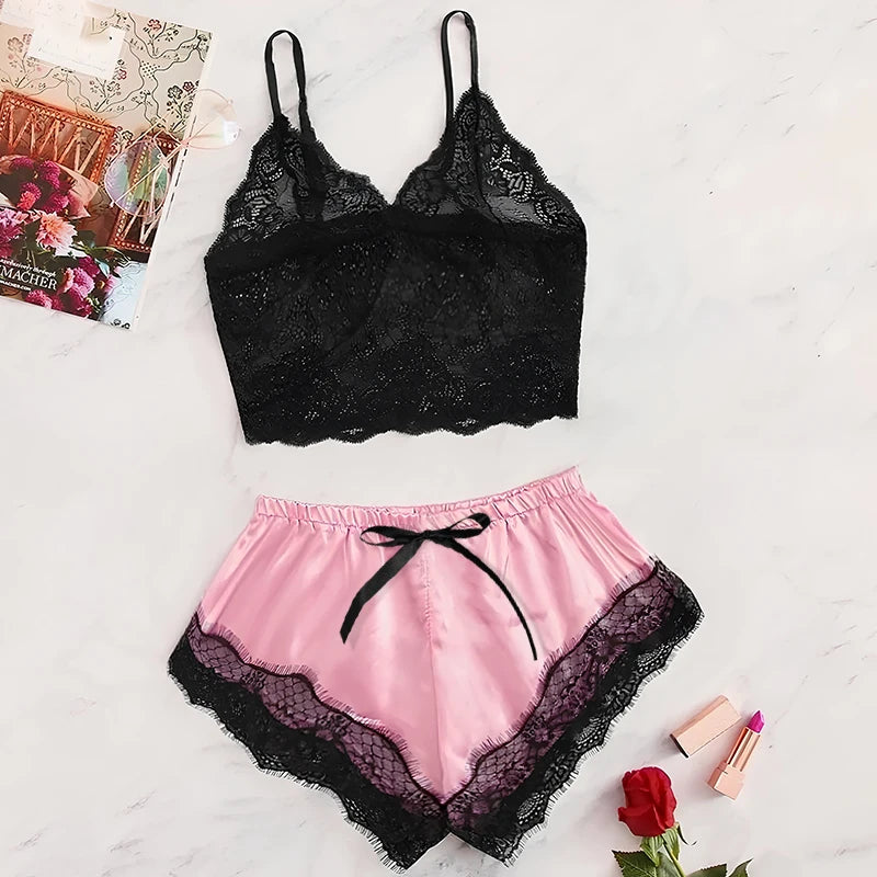Women's sexy lace pajama set