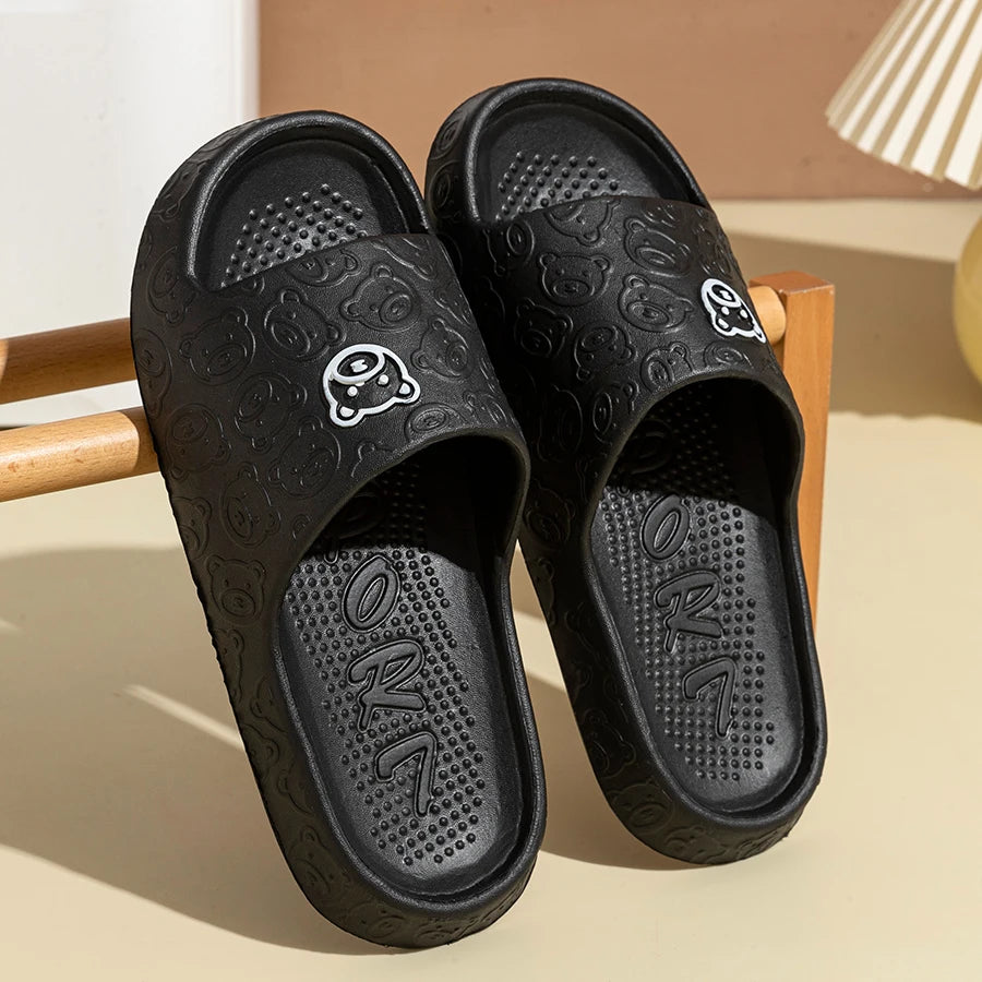 Summer fashion men's slippers printed non-slip teddy bear sandals