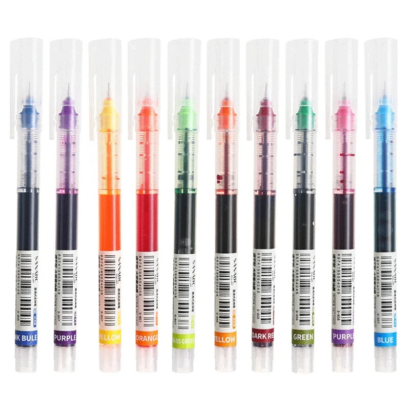 10 Pcs/Set High Quality Needle Type Kawaii Liquid Straight Gel Pens