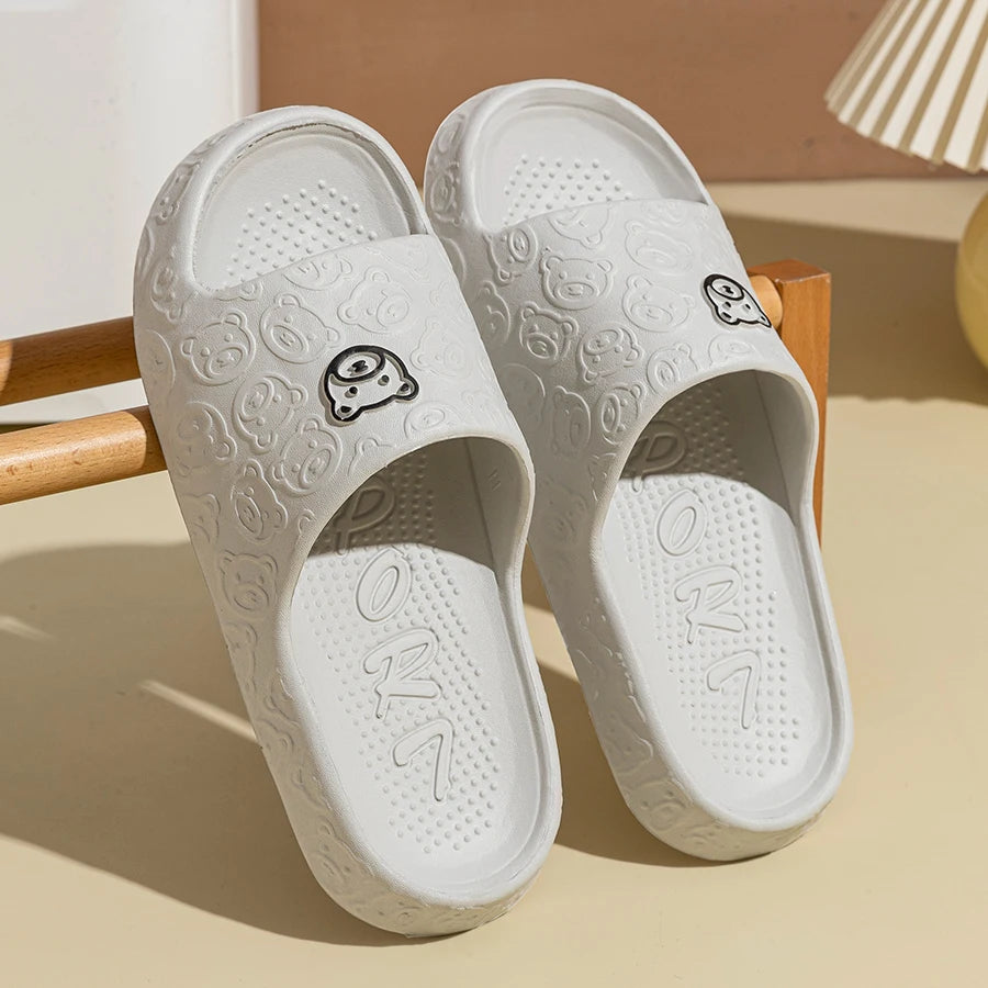 Summer fashion men's slippers printed non-slip teddy bear sandals
