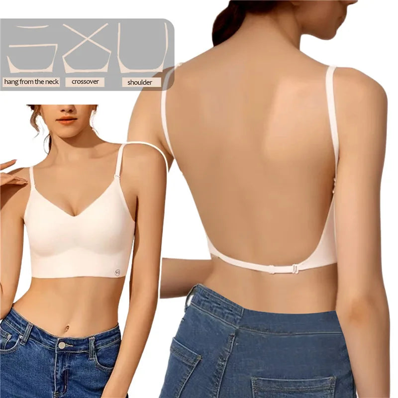 Women's invisible bra with deep U-neck and backless
