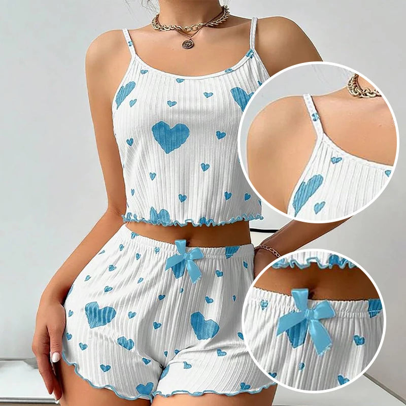 Women's Pajamas Set Sleepwear 2 PCS Short Tank