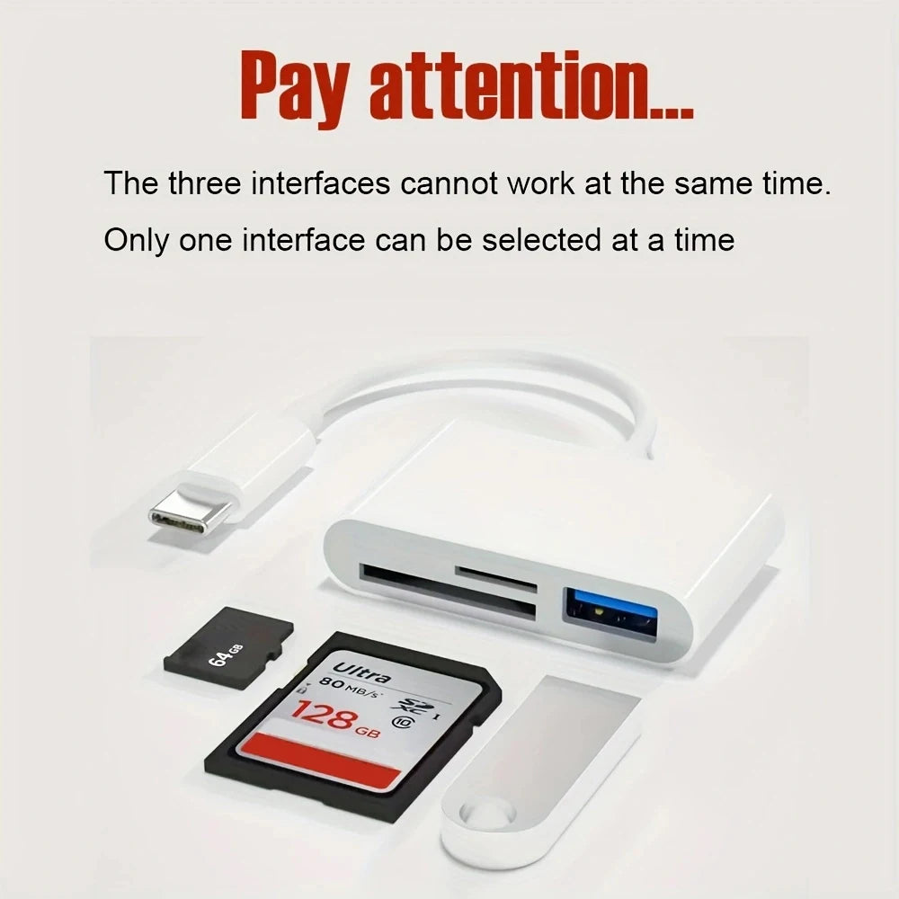 3-in-1 USB C card reader compatible