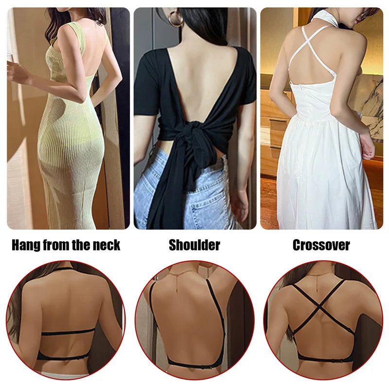 Women's invisible bra with deep U-neck and backless