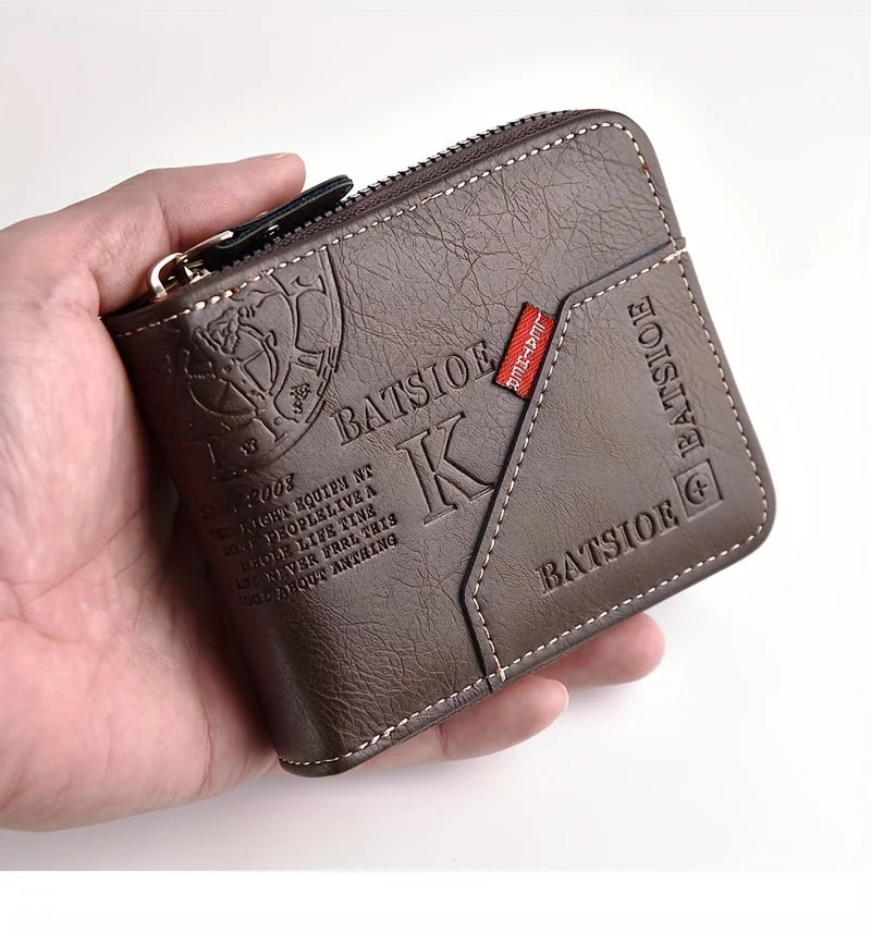 Men's Wallet Made of PU Wax Oil Skin Purse for Men Coin Purse
