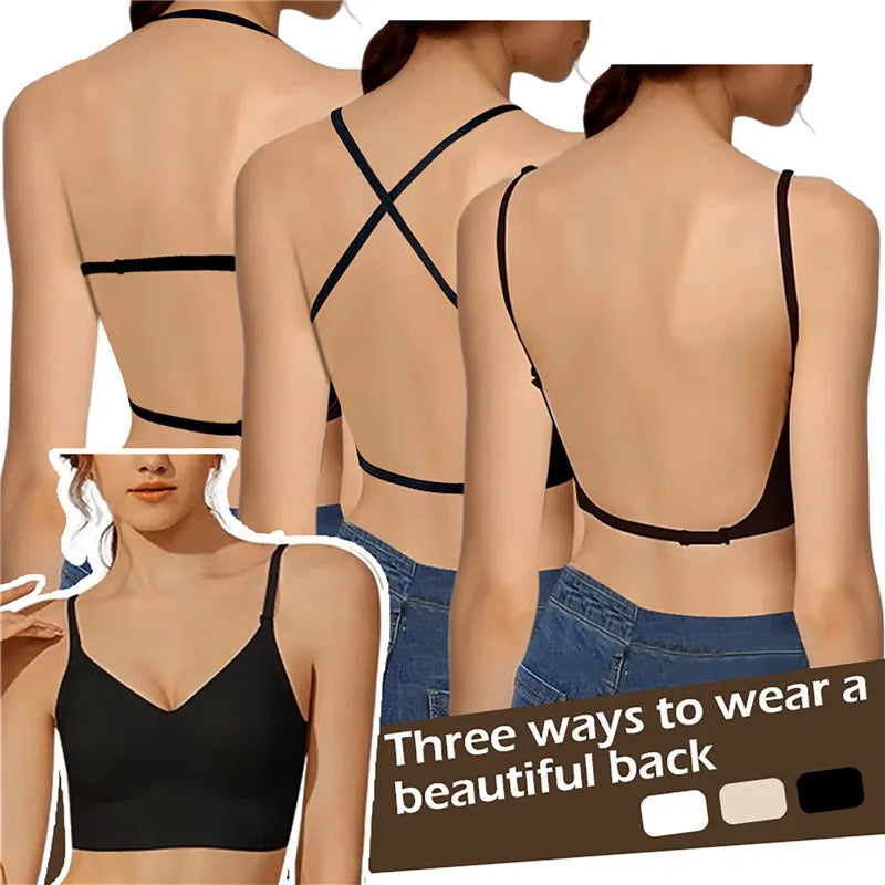 Women's invisible bra with deep U-neck and backless