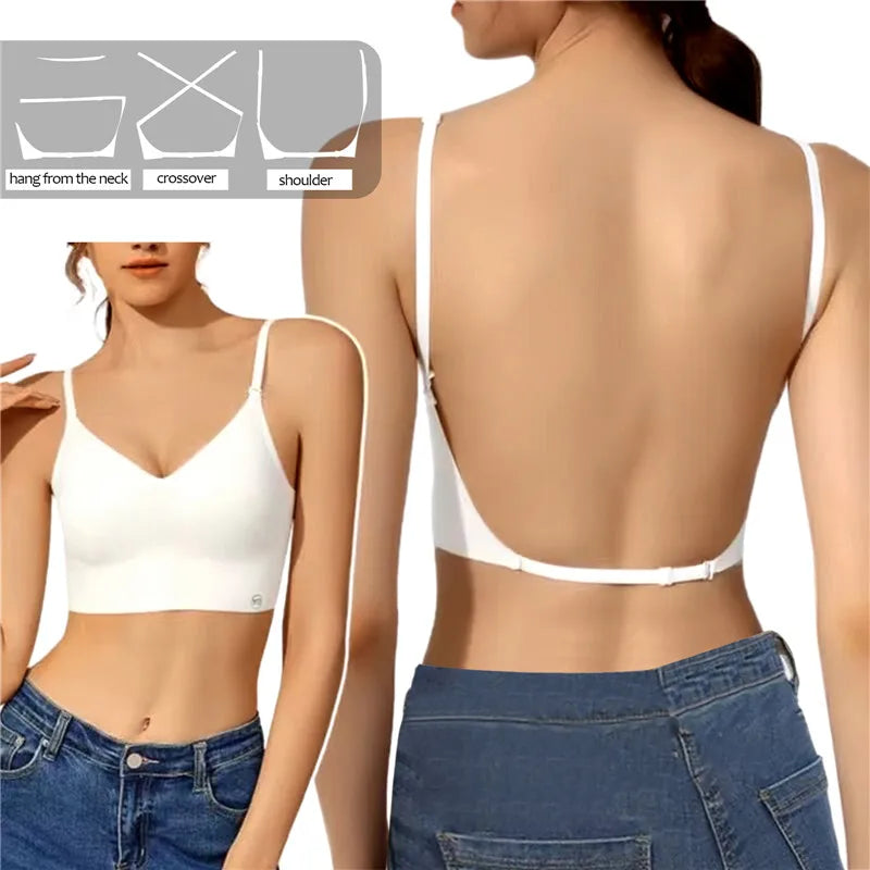 Women's invisible bra with deep U-neck and backless