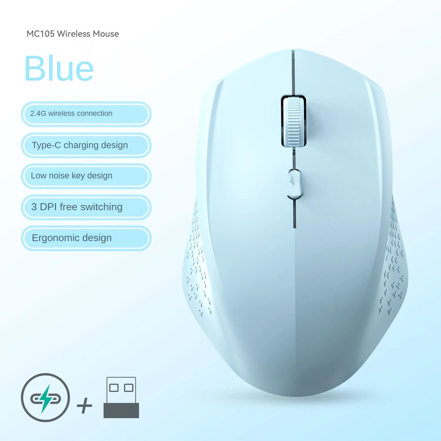 Bluetooth 5.2 Mouse 2.4G Wireless Mouse Dual-Mode Silent