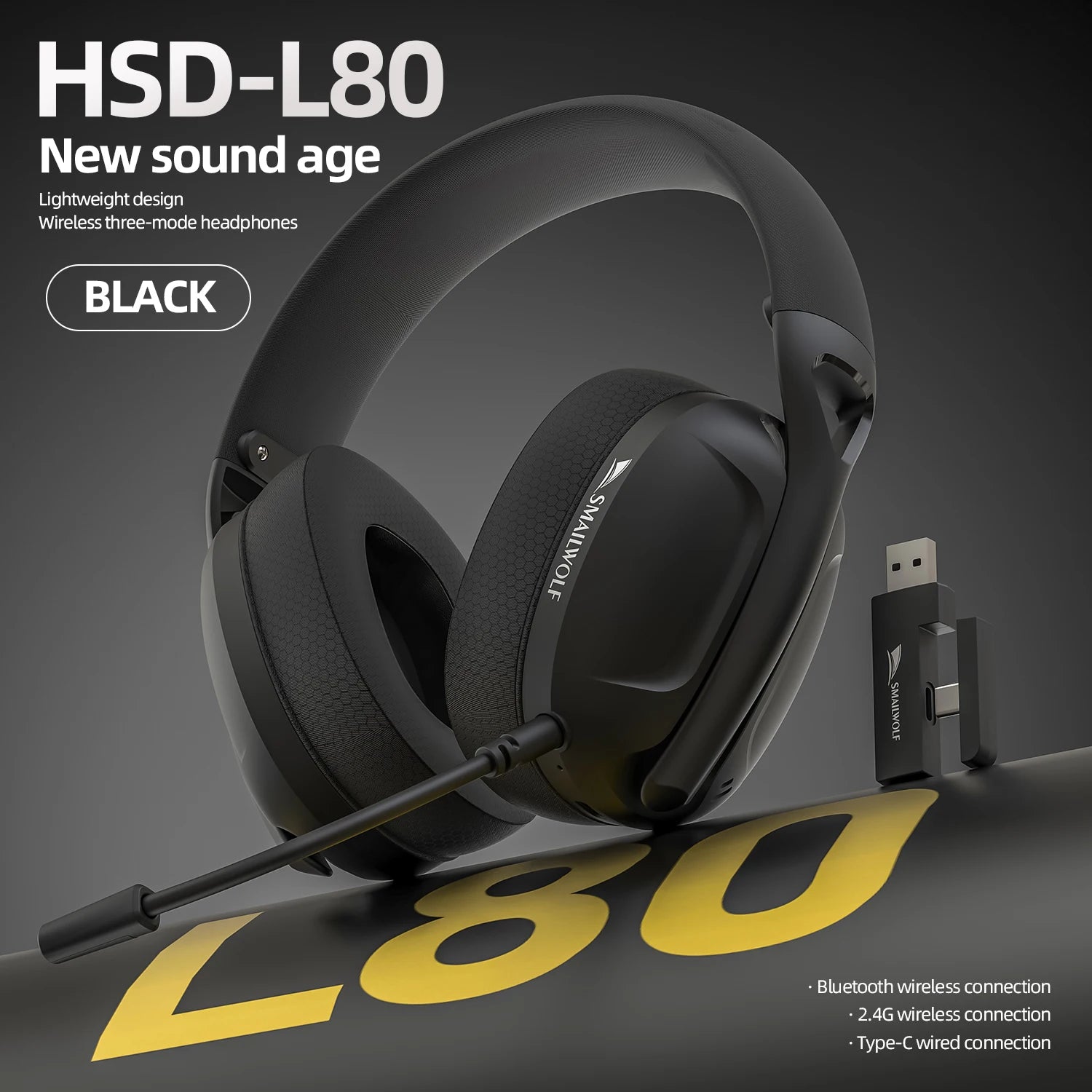 SmailWolf-L80 Bluetooth wireless three-mode headphones