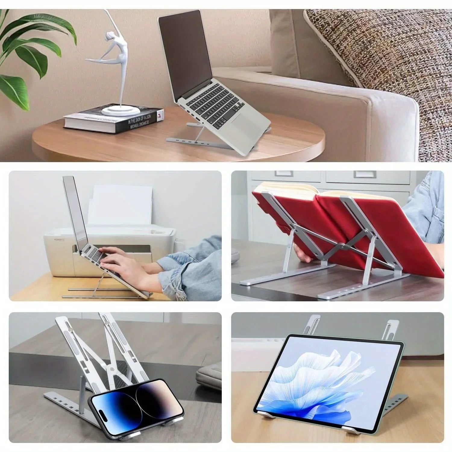 Adjustable Aluminum Laptop Stand - 6-Level Height