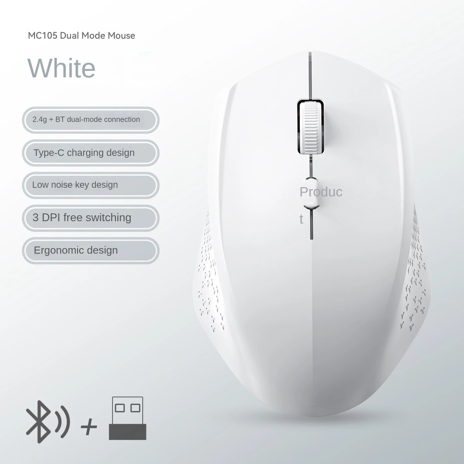 Bluetooth 5.2 Mouse 2.4G Wireless Mouse Dual-Mode Silent