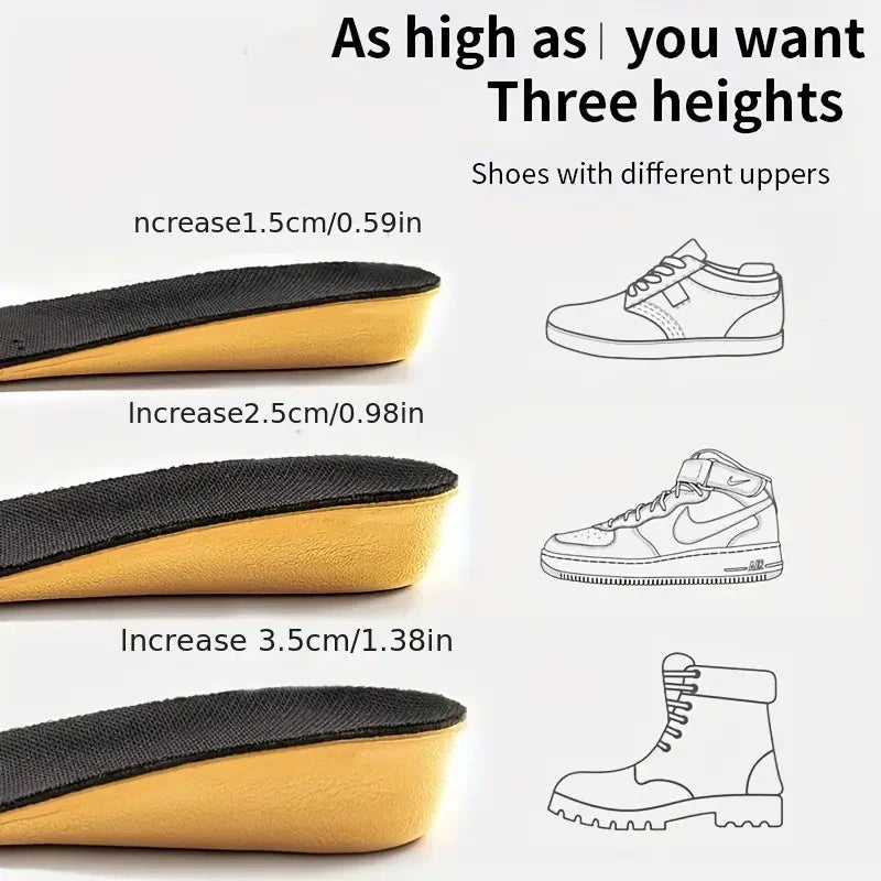 1pair 1.5-3.5cm (0.59-1.38in) Invisible Height Increase Insoles