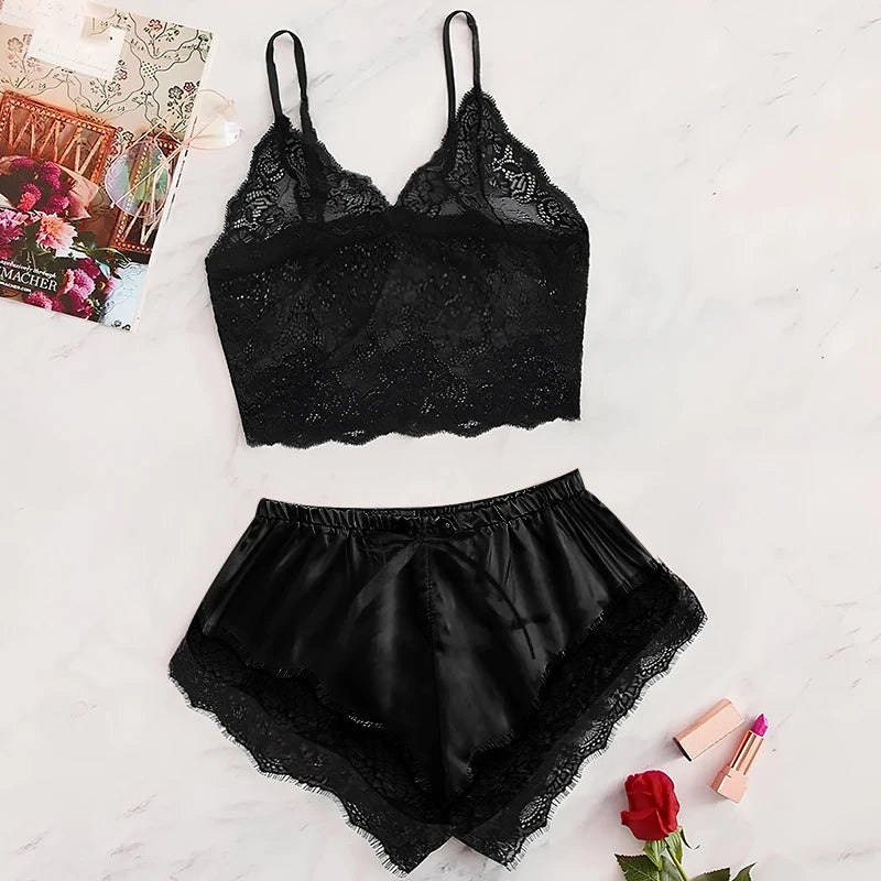 Women's sexy lace pajama set