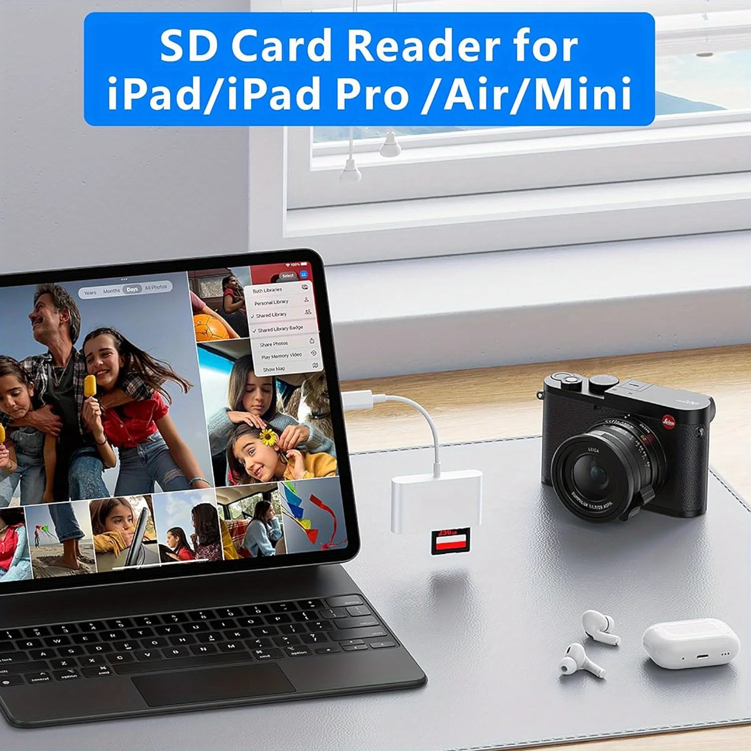 3-in-1 USB C card reader compatible