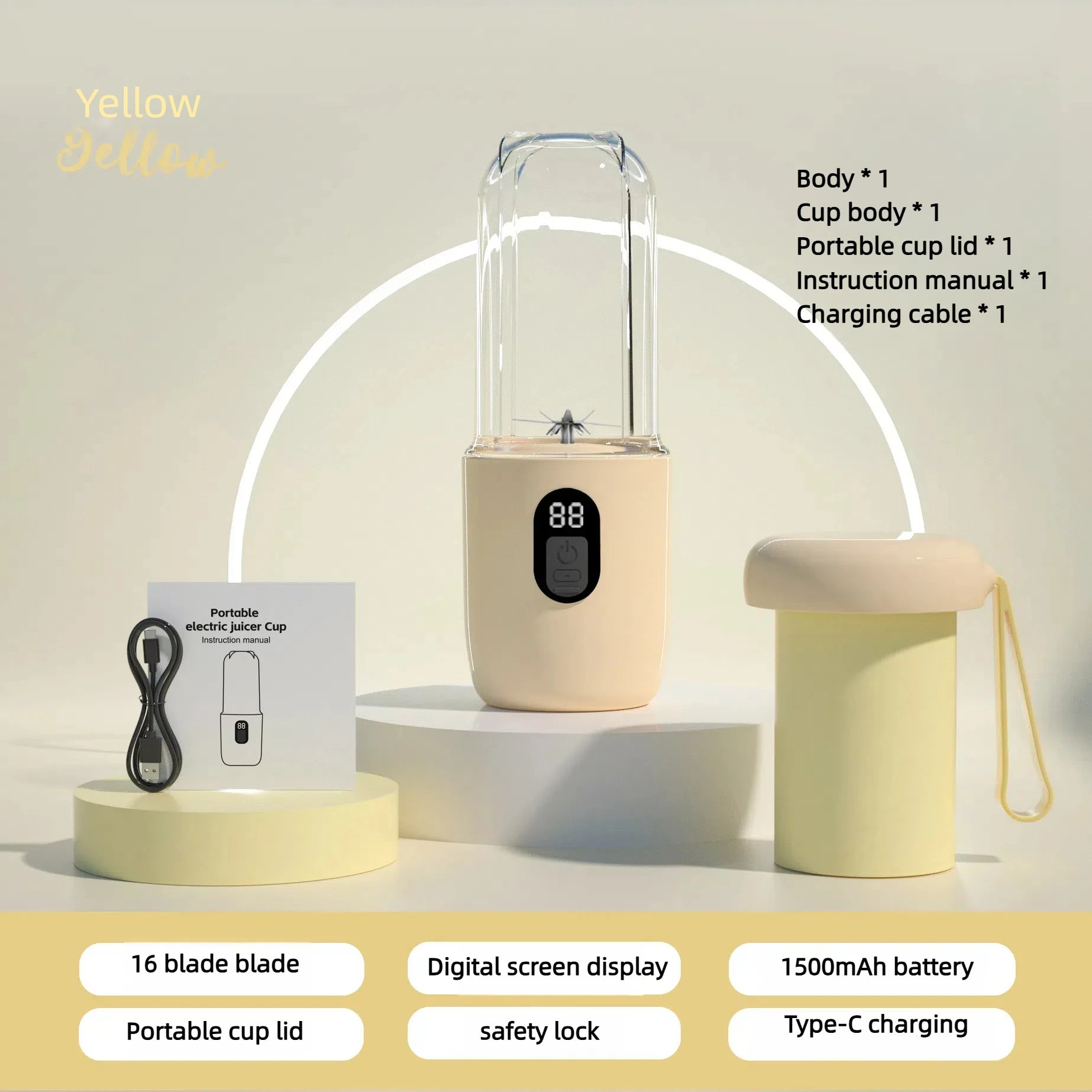 Portable Blender Bottle Electric 6 Blades