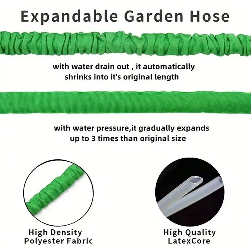 Expandable garden hose from 25 to 200 feet