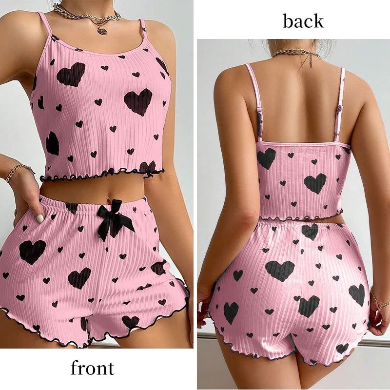Women's Pajamas Set Sleepwear 2 PCS Short Tank