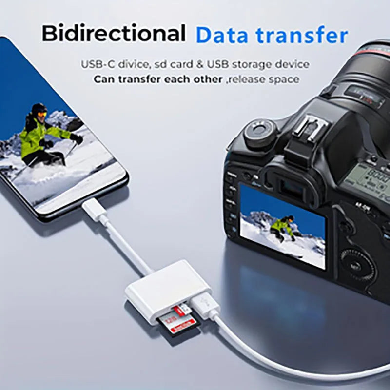 3-in-1 USB C card reader compatible