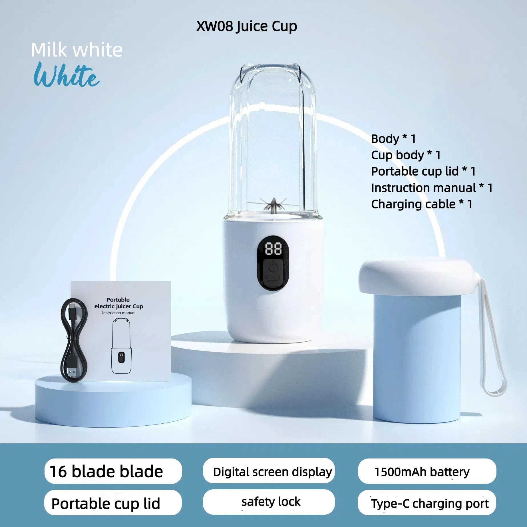 Portable Blender Bottle Electric 6 Blades