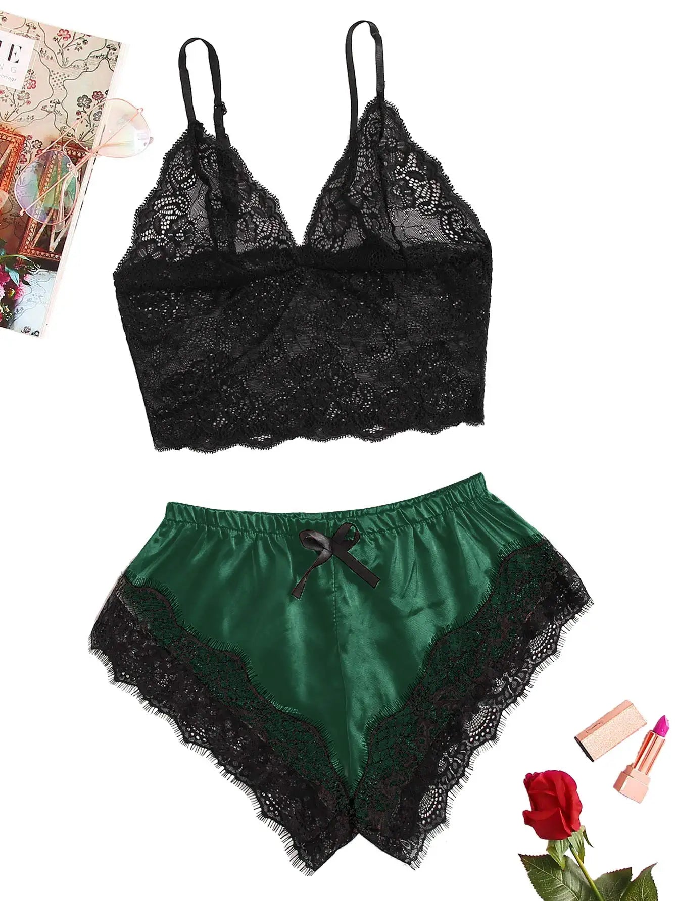 Women's sexy lace pajama set