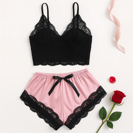 Women's sexy lace pajama set