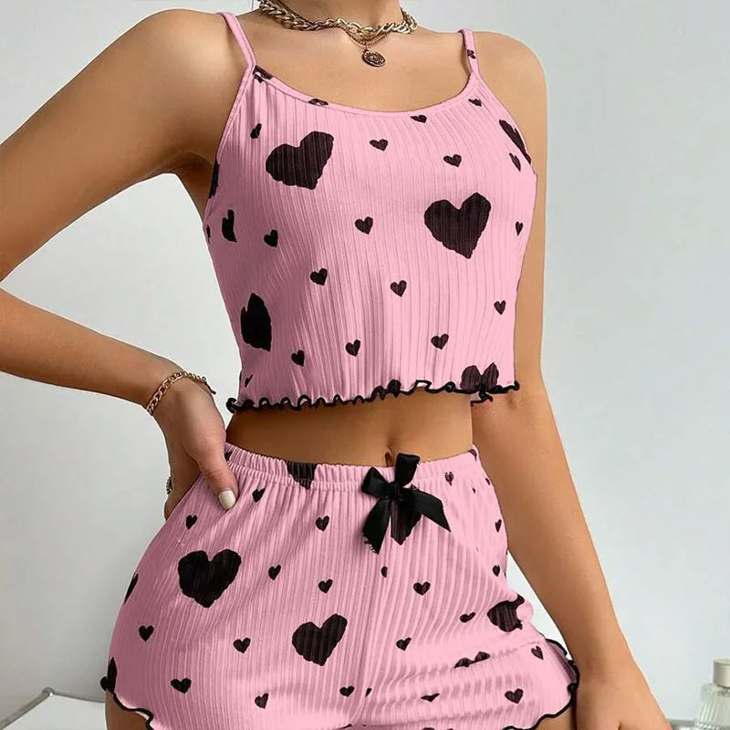 Women's Pajamas Set Sleepwear 2 PCS Short Tank