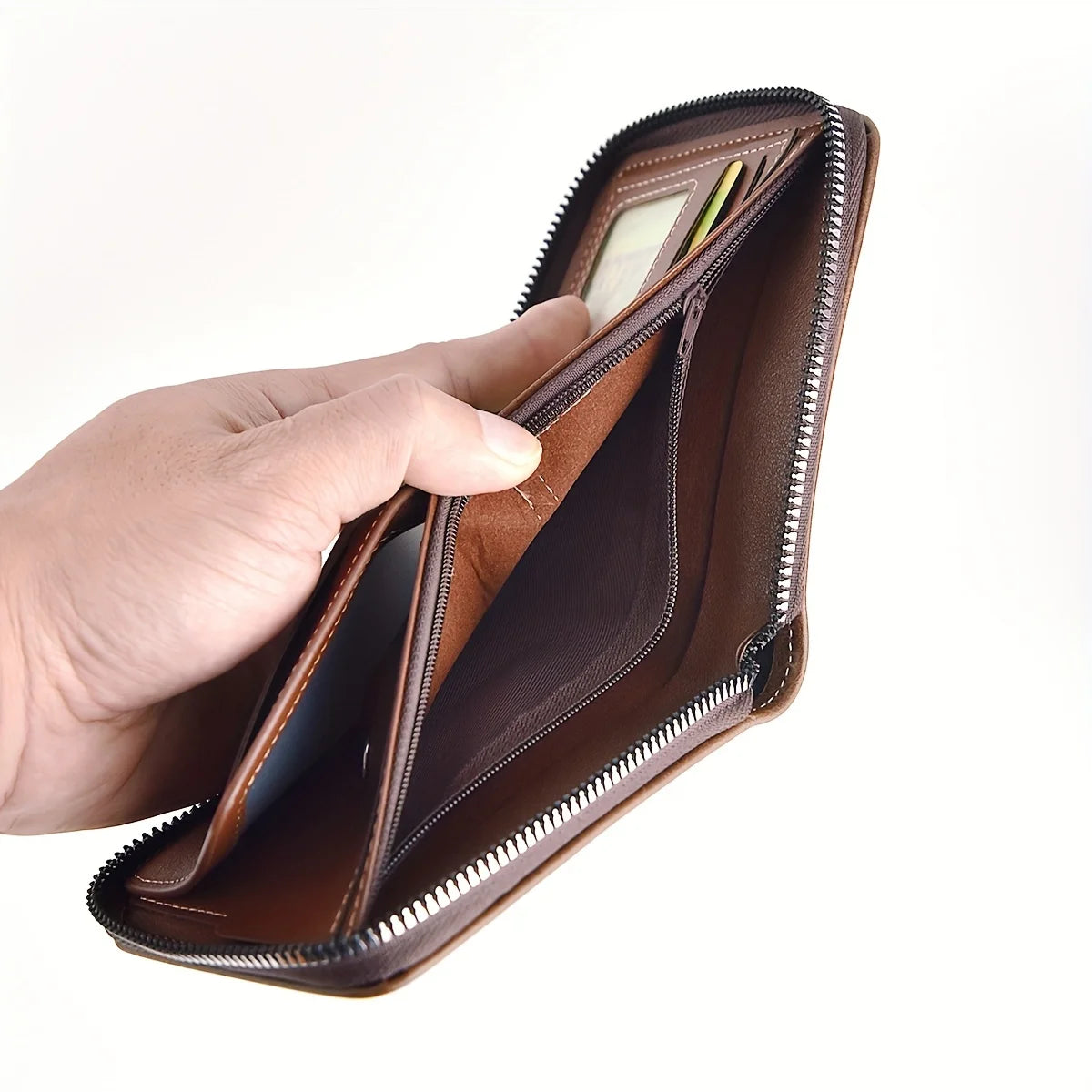 Men's Wallet Made of PU Wax Oil Skin Purse for Men Coin Purse
