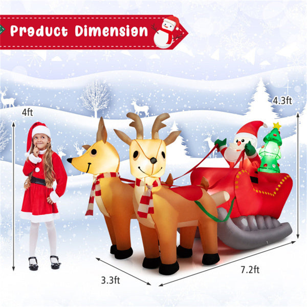 7.2 Feet Christmas Decoration Christmas Inflatable Santa Rides Sled,Amazon And Temu Banned Sales, No Shipping On Weekends.